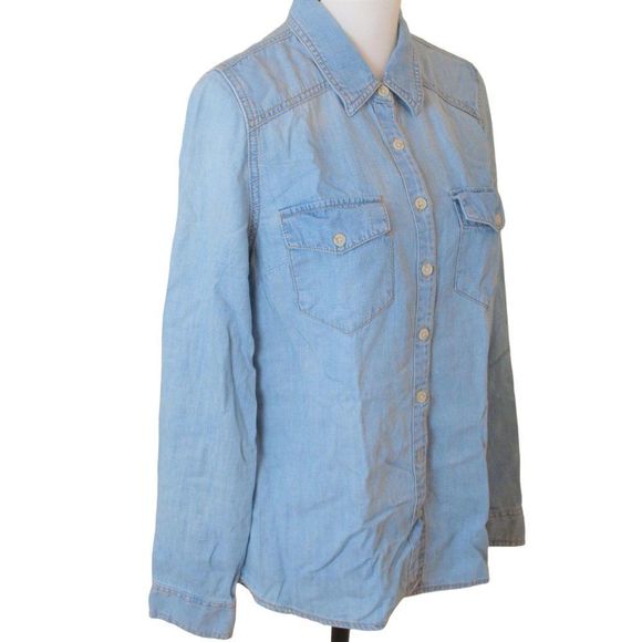 Mossimo Supply Co Denim Button Front Shirt Blue M - Picture 6 of 7